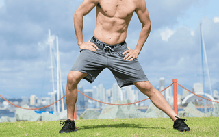 A men stretches in polyester performance underwear