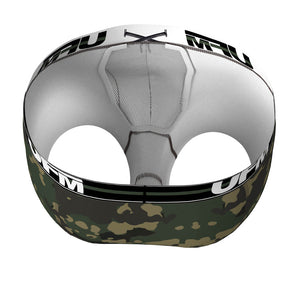 Inside view of UFM Men's Underwear with a Pouch for scrotal support in Camo Polyester Boxer Briefs