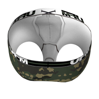 Inside view of UFM Men's Underwear with a Pouch for scrotal support in Camo Polyester Boxer Briefs