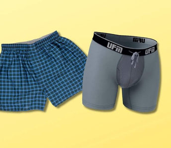 An image shows boxers vs. boxer briefs comparing which is best for ball comfort