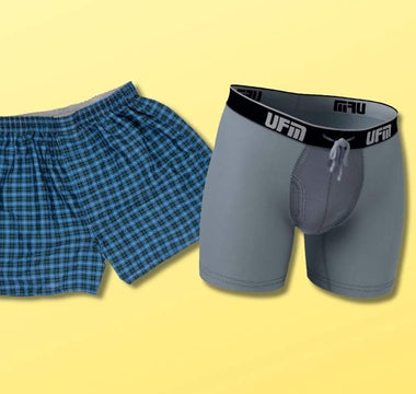 An image shows boxers vs. boxer briefs comparing which is best for ball comfort