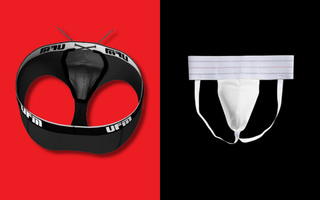 A graphic compares UFM pouch underwear to a traditional jockstrap