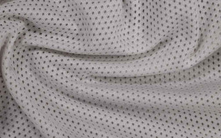 An image shows gray mesh fabric from breathable underwear