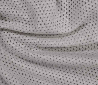 An image shows gray mesh fabric from breathable underwear