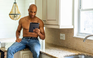 A man shops for testicle support underwear