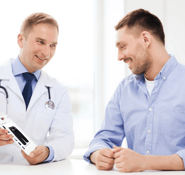 A urologist recommends UFM underwear to a man following a surgery