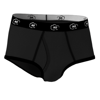 Outside view of 100% cotton mens briefs in black