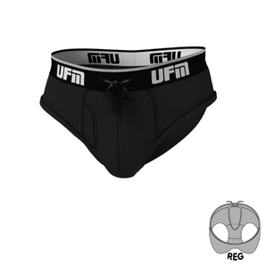 UFM Men's Underwear with a Pouch for scrotal support in Black Bamboo Brief in Regular Support