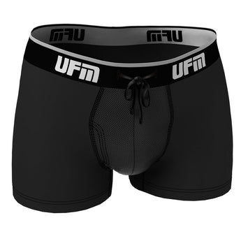 UFM Men's Underwear with a Pouch for scrotal support in Black Bamboo Trunk