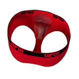 Inside view of UFM Men's Underwear with a Pouch for scrotal support in Red Bamboo Trunk