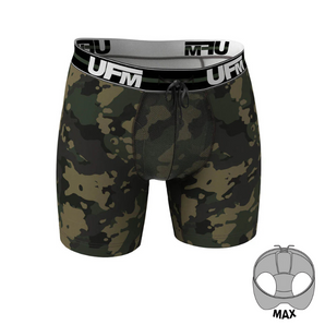 UFM Men's Underwear with a Pouch for scrotal support in Camo Polyester Max Support Boxer Briefs