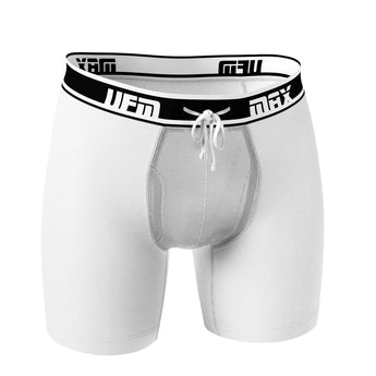 UFM Underwear for Men with a Pouch for scrotal support Polyester 6 inch Max Boxer Brief White 800