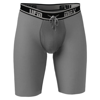 UFM Men's Underwear with a Pouch for scrotal support Polyester 9 inch MAX Long Boxer Brief Gray 800