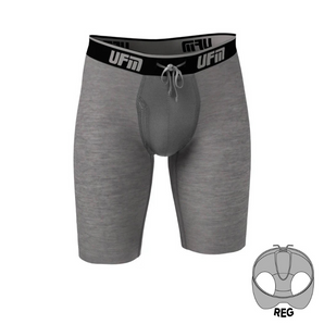 UFM Men's Underwear with a Pouch for scrotal support in Gray Bamboo Long Boxer Brief Regular Support