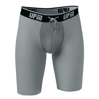 UFM Men's Underwear with a Pouch for scrotal support Polyester 9 inch Regular Boxer Brief Gray 800