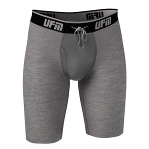 UFM Men's Underwear with a Pouch for scrotal support in Gray Bamboo Long Boxer Brief