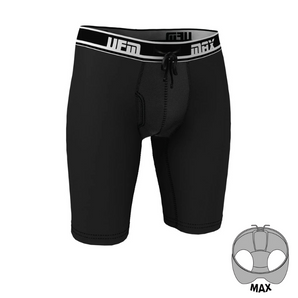 UFM Men's Underwear with a Pouch for scrotal support in Black Long Boxer Max Support