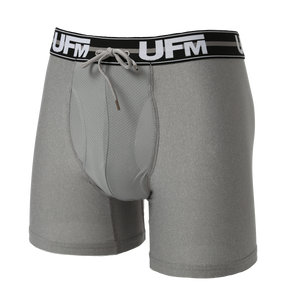 UFM Men's Underwear with a Pouch for scrotal support Polyester 6 inch Original Max Boxer Brief Gray 800