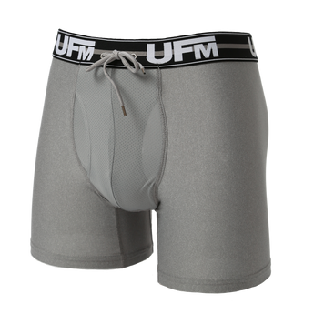 UFM Men's Underwear with a Pouch for scrotal support Polyester 6 inch Original Max Boxer Brief Gray 800