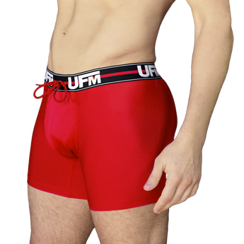 UFM Men's Underwear with a Pouch for scrotal support Polyester 6 inch Original Max Boxer Brief Red Model