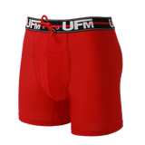 UFM Men's Underwear with a Pouch for scrotal support Polyester 6 inch Original Max Boxer Brief Red 800