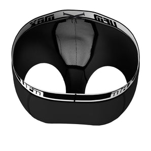 Inside view of UFM Men's Underwear with ball pouch for scrotal support in Black Bamboo