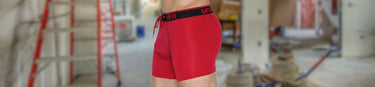 A man wears pouch underwear at work to prevent sticking and rubbing