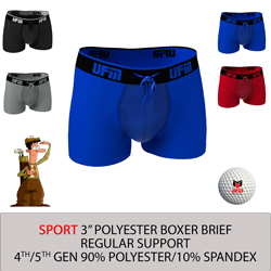 UFM Mens Underwear, 9 Inch Inseam Poly-Spandex Mens Boxer Briefs, Adjustable  REG Support Pouch Mens Boxers, 36-38(L) Waist, Blue 