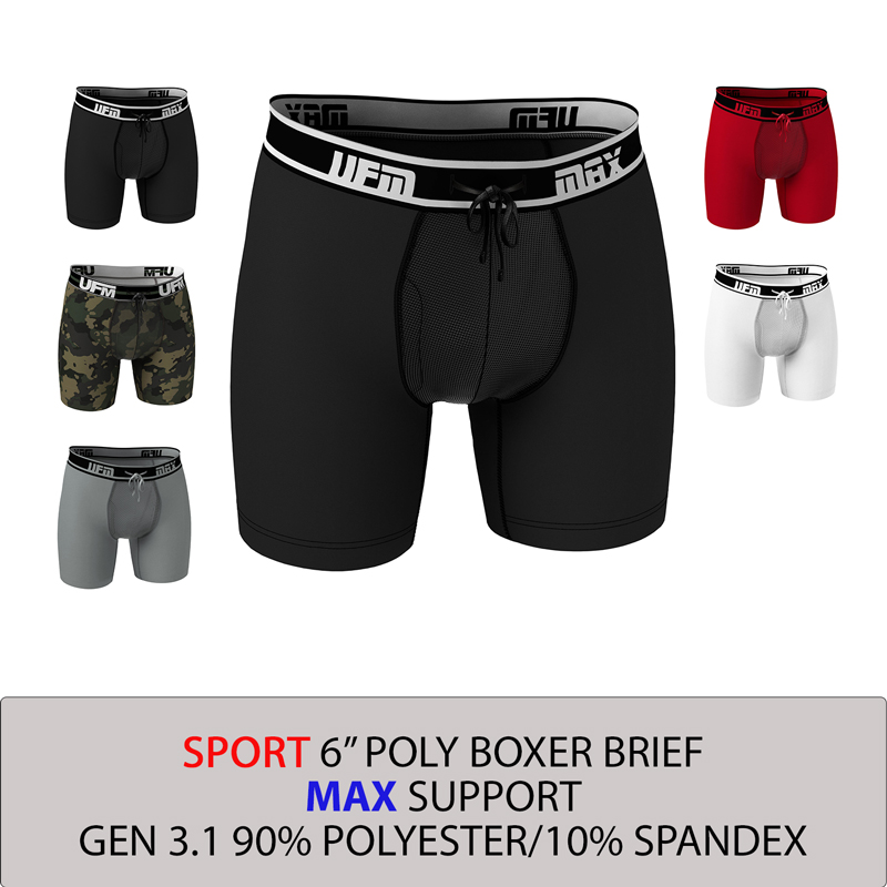 UFM Men's Polyester Boxer Brief w/Patented Adjustable Support Pouch MAX  Black 30 at  Men's Clothing store