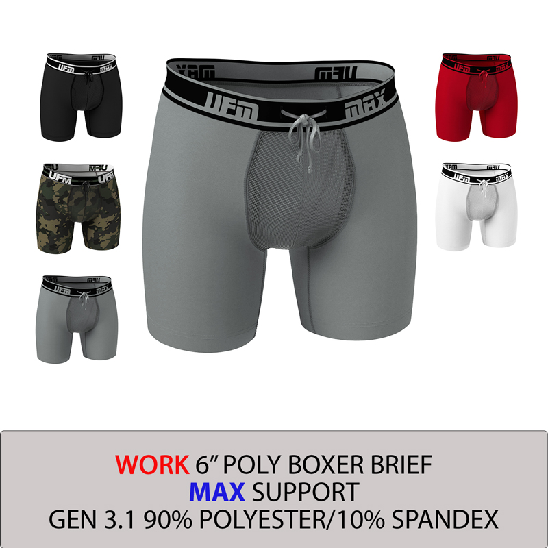 UFM 6 Polyester Boxer Briefs Adj Support Pouch Underwear MAX