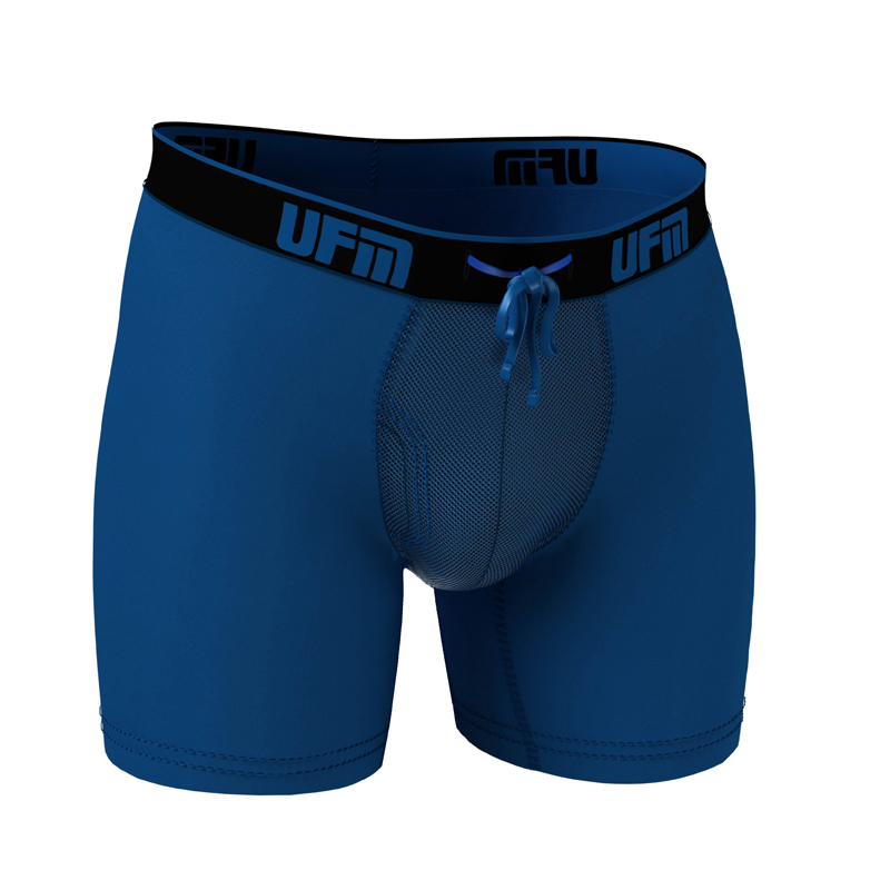 UFM Mens Underwear, 9 Inch Inseam Poly-Spandex Mens Boxer Briefs, Adjustable  REG Support Pouch Mens Boxers, 40-42(XL) Waist, Royal Blue 