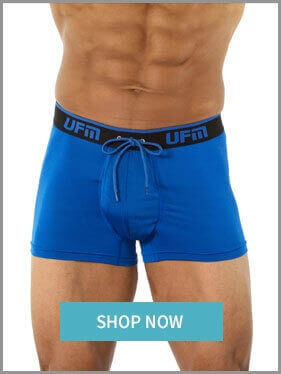 UFM Mens Underwear, 9 Inch Inseam Poly-Spandex Mens Boxer Briefs,  Adjustable REG Support Pouch Mens Boxers, 28-30(S) Waist, Gray 